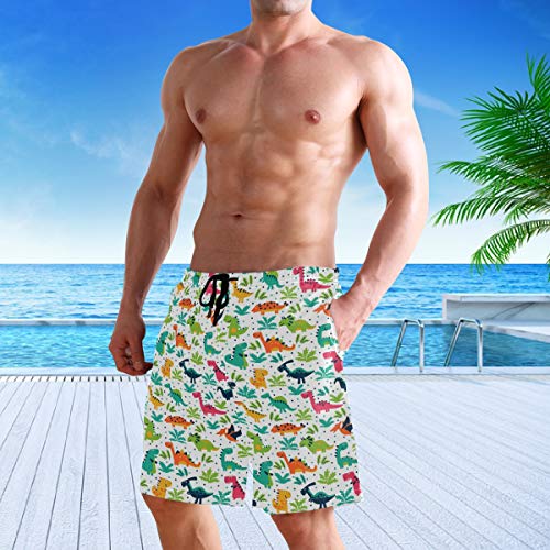 Men's Quick Dry Swim Trunks - Casual Beach Shorts, XX-Large #Cute Dinosaur