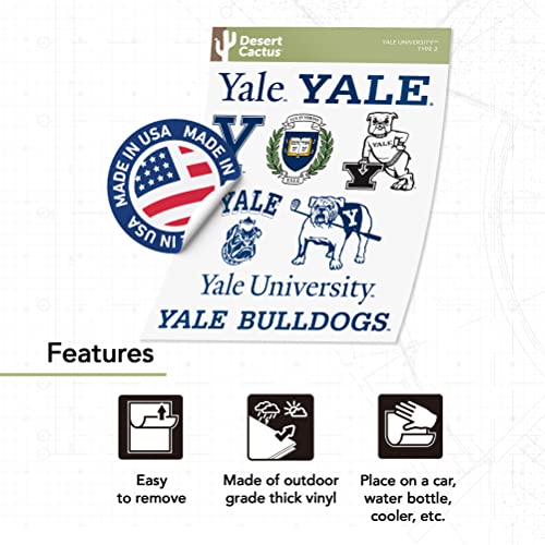 Yale Bulldogs Desert Cactus Sticker Sheet – Premium Vinyl Decals