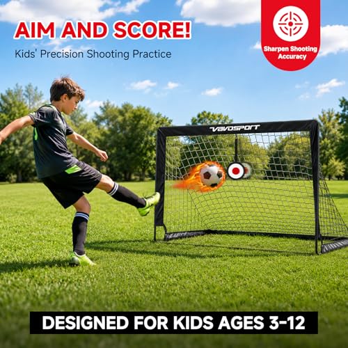 Kids Soccer Goals Set - 2 Pack 4x3 FT with Targets & Carrying Bag