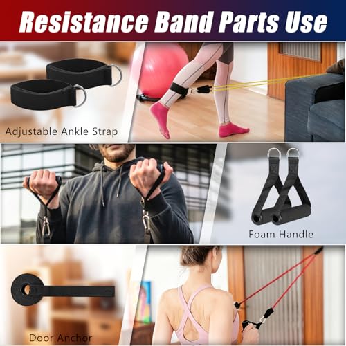 Bourid Resistance Bands with Handles - 5 Levels 10-50 lb, 150 lb Total