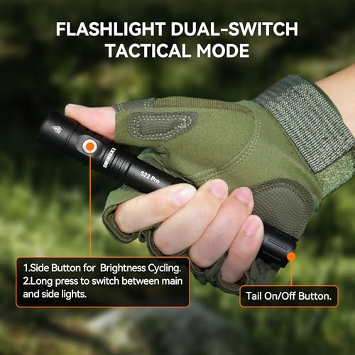 S22Pro EDC Tactical Dual Mode Rechargeable Flashlight, 1200 High Lumen Pen Light with 365nm UV Light, 2AA Dual Power Pocket LED Flashlight with Magnet for Car Repair Camping, Emergency, Outdoor