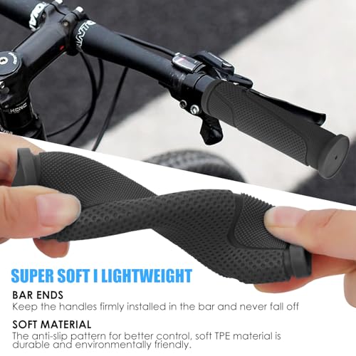 Bicycle Handle Grips - 132mm Soft No-Slip Grips - Black