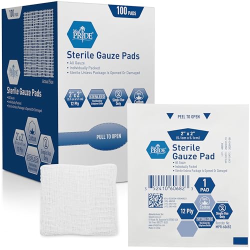 Sterile Nonstick Gauze Dressing Pads - 2x2 Inch, 100 Count