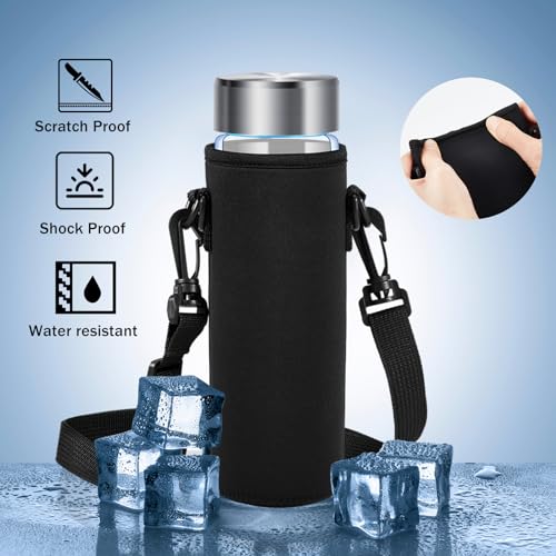 Neoprene Water Bottle Sleeve with Strap - 17oz Black