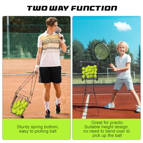 Portable Pickleball and Tennis Ball Collector with Wheels - 90 Ball Capacity