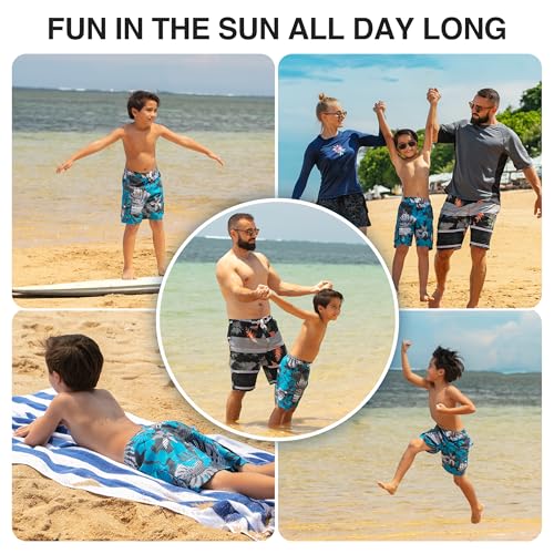 Boys' Quick Dry UPF 50+ Beach Swim Trunks - Paradise Charcoal