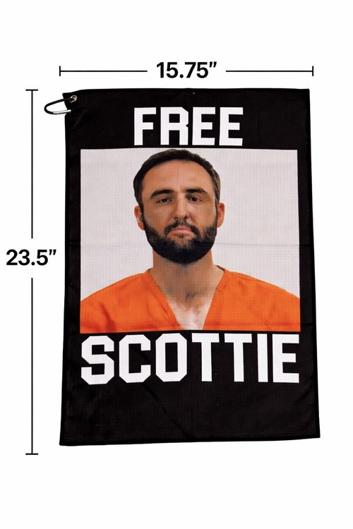Golf Bag Towel - Funny Gift for Men - Birthday Gifts - Golf Accessories - Scottie Design - Microfiber- Fast Drying - Clip Included