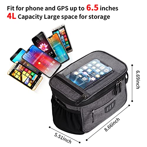 Large Bicycle Handlebar Bag with Touch Screen Pouch | 8.6" x 5.9"