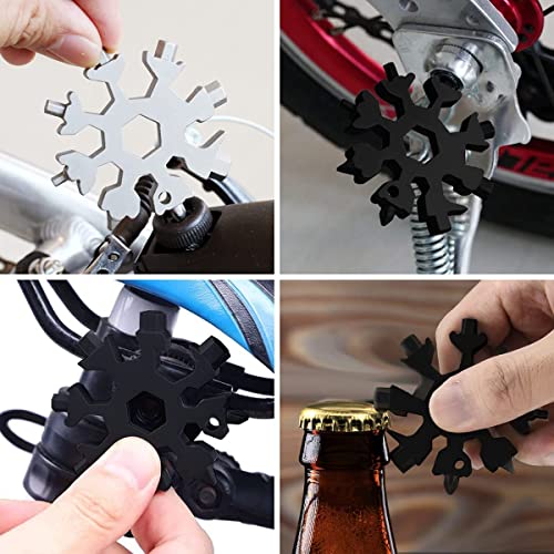 Hinshark 18-in-1 Snowflake Multitool – Black & Silver, Keychain Handy Tool