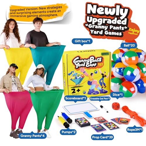 Giant Yard Game Set for Adults & Kids - Outdoor Toss & Catch Party Game with 4 Oversized Pants & Accessories