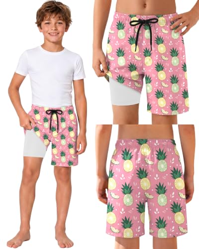 Boys Quick Dry Swim Trunks - Pink 11-12 Years
