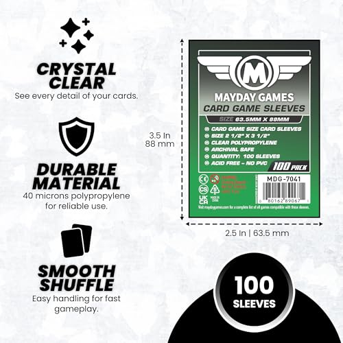 Standard Board Game Card Sleeves 63.5x88mm - 100 Pack - Clear Polypropylene