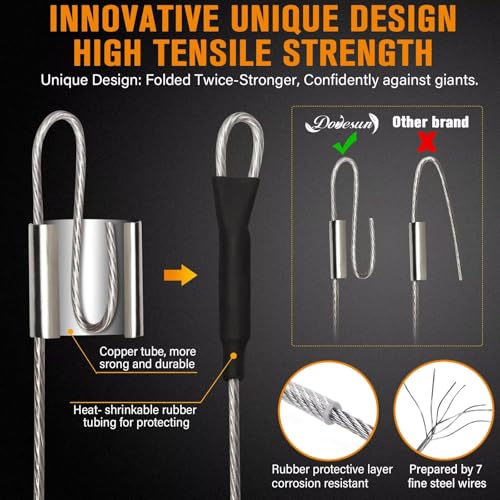 Dovesun D-6/0 Circle Hooks Kit - 20PCS Pre-Rigged Saltwater & Freshwater Fishing Hooks