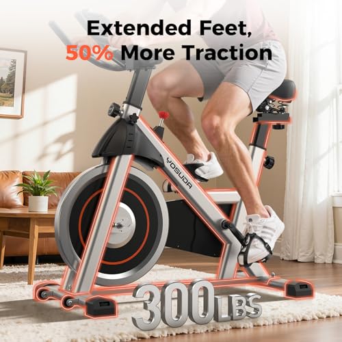 Magnetic Exercise Bike with App Training - Orange | 300 lb Capacity