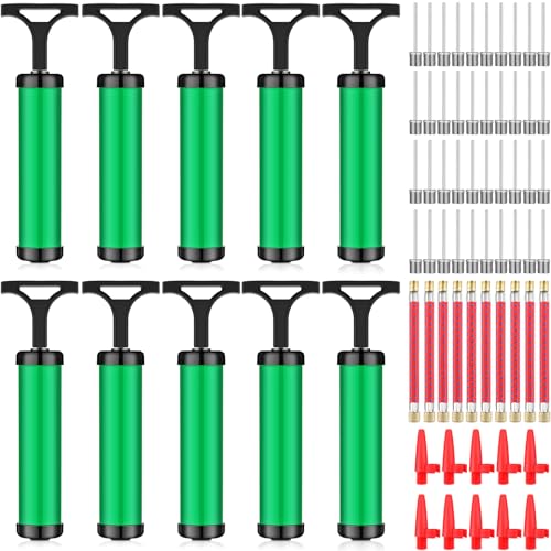 Reginary 10 Pack 8 Inch Manual Ball Pump Kit with Green Hollow Style Nozzles