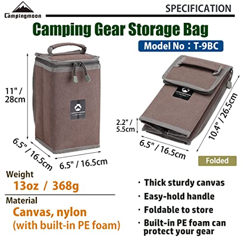 Camping Moon Lantern Storage Case T-8, T-9 11'' Height with Top Pocket - Suitable for Camping Lanterns