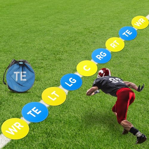 9-Inch Football Lineman Spot Markers - Blue & Yellow Training Dots