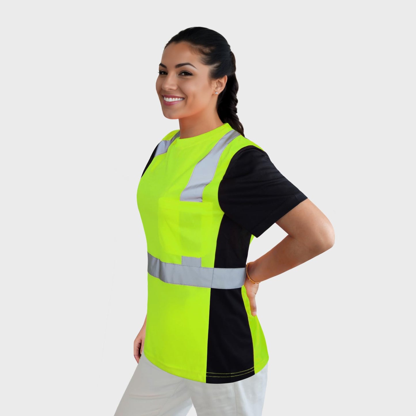 TCCFCCT Hi Vis Shirts for Women, Safety Shirt for Women Construction Work, Hi Vis Shirts for Women Driver and Night Running, Night Working,WP-Yellow-DR M