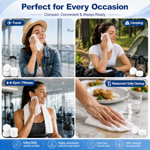 120PCS Compressed Towel Tablets - Disposable Travel Face Towels