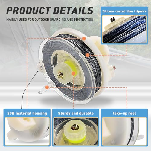 Kevlar Trip Wire Alarm Device - 85ft Reusable Reel, 2 Pack