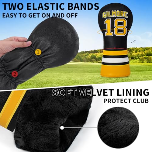 Golf Headcovers Club Sports Style Number 18 Premium Leather Driver