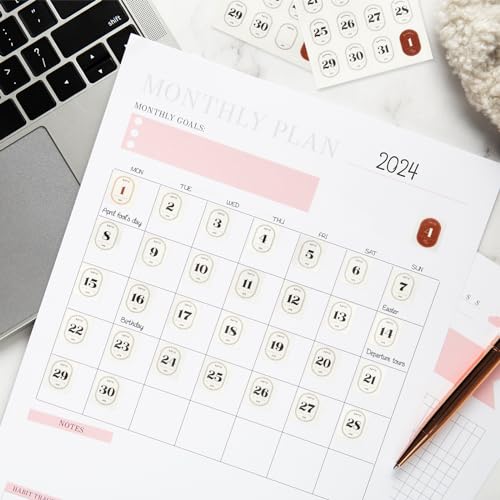 Round Monthly Calendar Stickers - 12 Date Planner Stickers