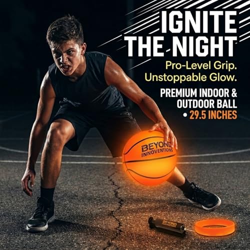 Glow-in-The-Dark Size 7 Basketball with LED Lights & Wristbands
