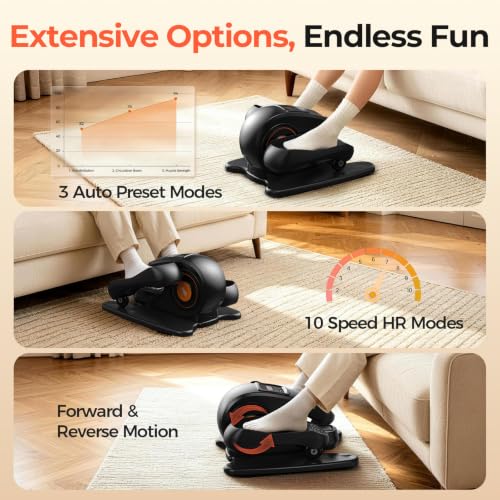 Under Desk Elliptical Machine - Portable Electric Leg Exerciser, Orange