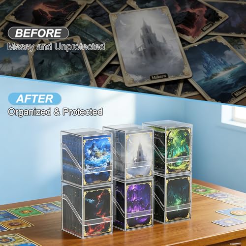 6 Pack Acrylic Card Deck Cases for 100+ Sleeved Cards