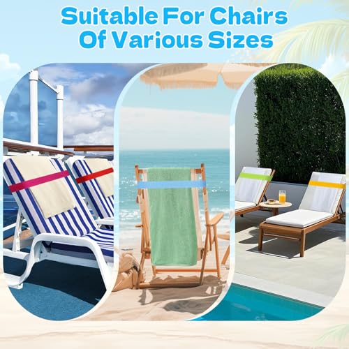 5 Pack Elastic Beach Towel Bands for Beach Chairs, Pool & Cruise Ship
