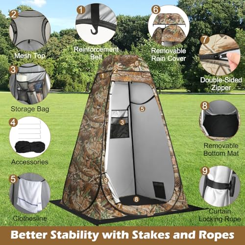 Camouflage Pop-Up Privacy Tent for Camping, Fishing & Outdoor Use
