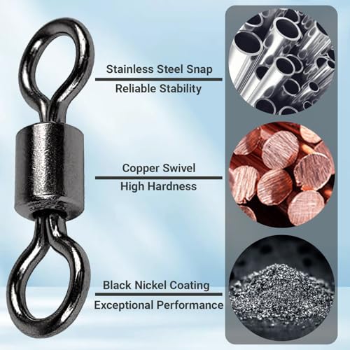 Heavy Duty Fishing Swivel Connector - 50lb, 50 pcs