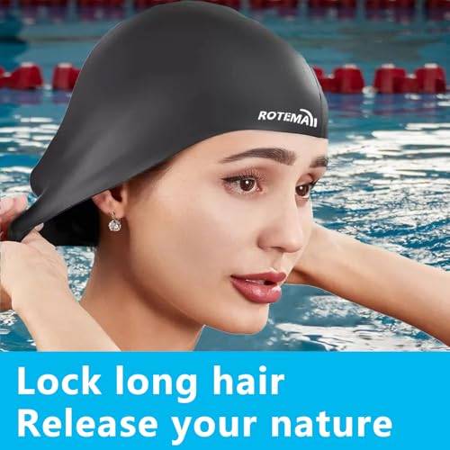 Silicone Swim Cap - Comfortable, Non-Slip, Waterproof - Black