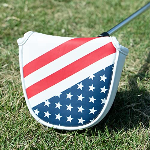 USA Flag Mallet Golf Putter Cover with Magnetic Closure - Synthetic Leather for Golf Clubs