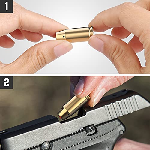 9mm Red Dot Laser Bore Sighter with 3 Sets of Batteries - Brass