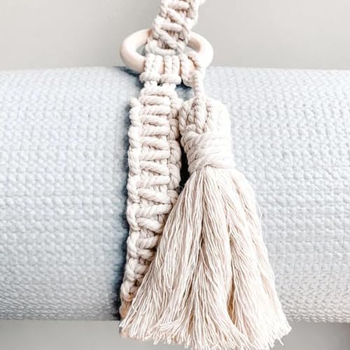 Adjustable Handwoven Yoga Mat Strap - Cotton, Beige
