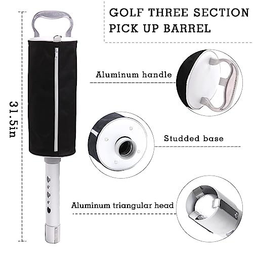 HOW TRUE Black Golf Ball Shag Bag with Aluminum Handle & Frame Holds 70 Balls