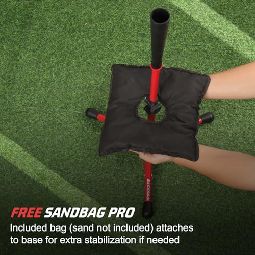 Portable Baseball Tee with Sandbag - Adjustable Height Red Kids Tee