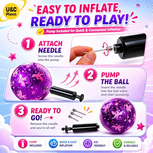 Unicorn Glitter Soccer Ball Size 3 for Kids 3-8 - Purple Unicorn