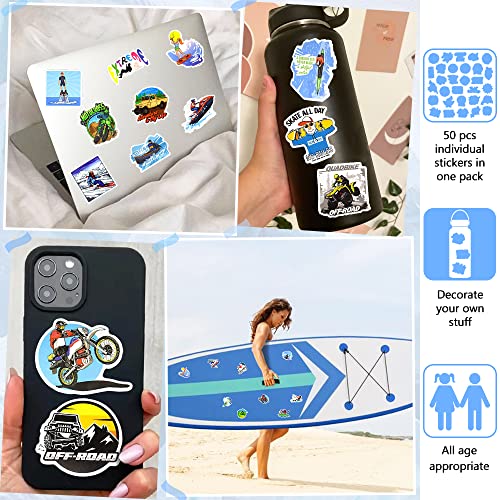 Extreme Sports Stickers Pack for Boys - 50 Waterproof Vinyl Stickers