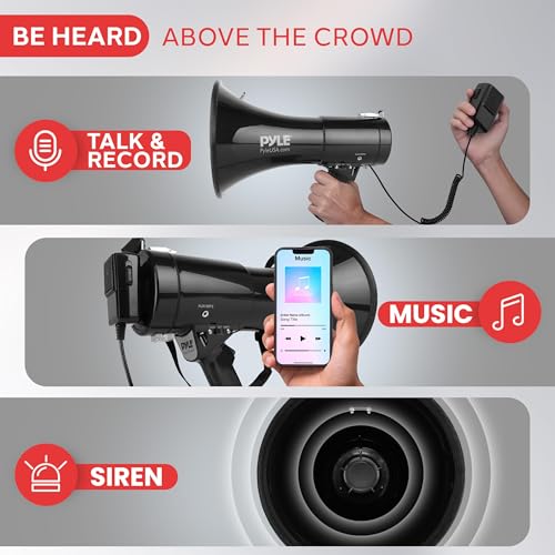 50W Megaphone Speaker Bullhorn with Siren - Black