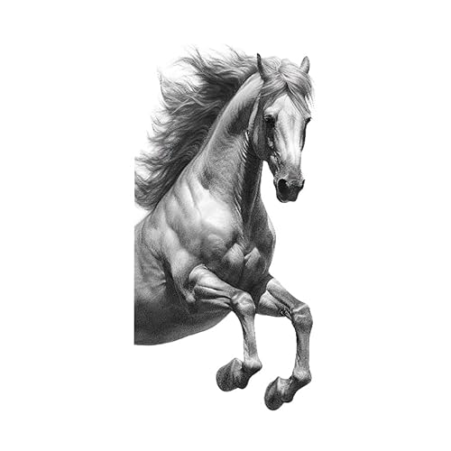 Removable Horse Wall Decals Hand Painted Retro Gray Jumping Horse Door Stickers Peel and Stick Wall Art Murals Home Decor