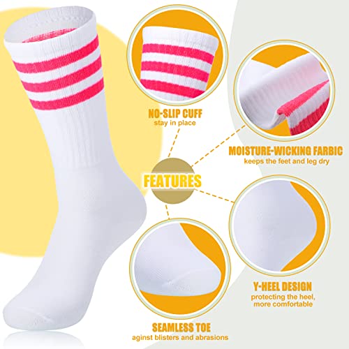 80's Neon Color Sweatband and Stripe Crew Socks - Hillban
