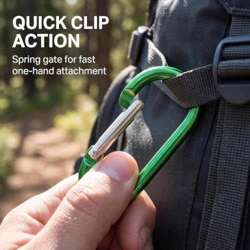 Set of 5 Heavy-Duty 4" Aluminum Carabiner Clips for Outdoor Gear