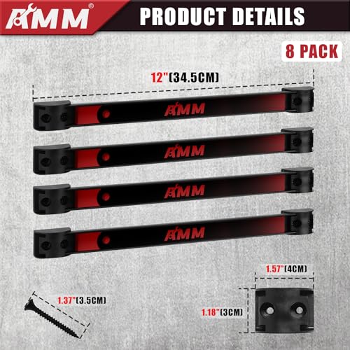 AMM 8PCS Magnetic Tool Holder Strip, 12" Heavy Duty Tool Organizer Magnetic Strip with Mounting Screws, Tool Magnet Bar for Tool Storage, Garage Organization