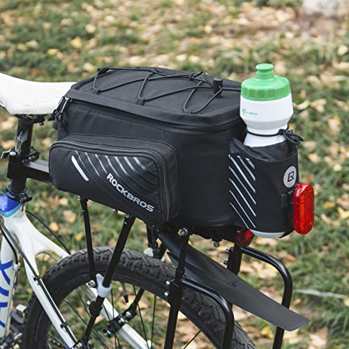 15L Bike Rear Rack Bag with Rain Cover & Shoulder Strap - Black