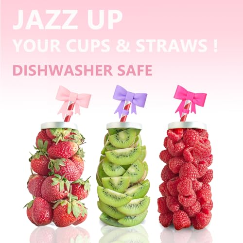 8mm Silicone Bow Straw Covers - 6 Pcs for Stanley Tumblers