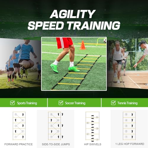 Agility Ladder 12 Rung 20 FT Speed Training - Yellow