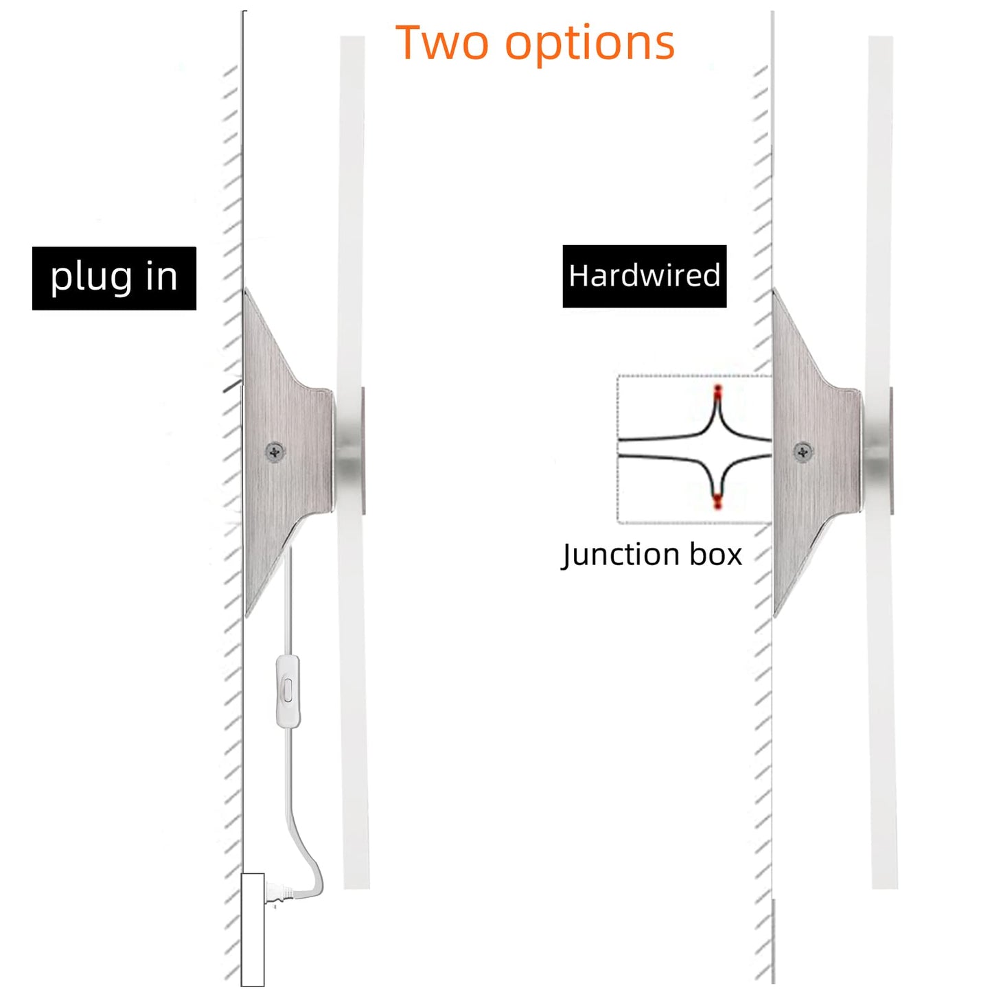 KICAAO Wall Sconces, Modern Wall Sconce Plug in 10W 6000K Cool White Acrylic Wall Lights with 6FT/180cm Plug in Cord and On/Off Switch on The Cord (1 Pack)