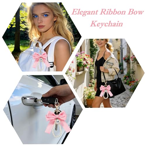 Pearl Handle Strap with Bow Charm for Owala Water Bottle - Pink/E